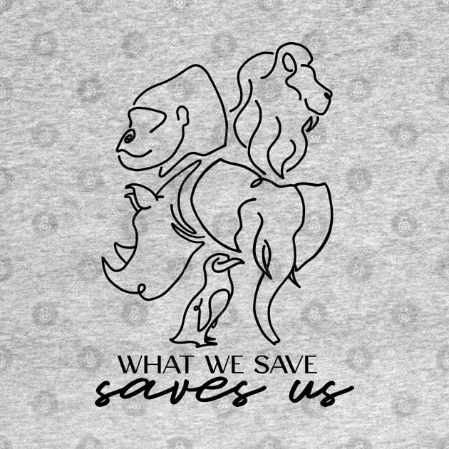 What We Save Saves Us (Black Artwork) by Rachel Meets Planet